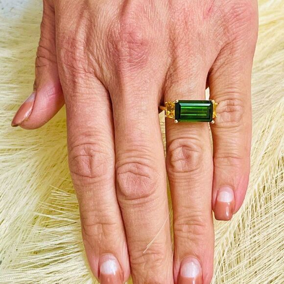 Natural Tourmaline Diamond Ring Size 7 14 Gold 7.03 TCW Certified $6,490 219226 - Picture 5 of 9